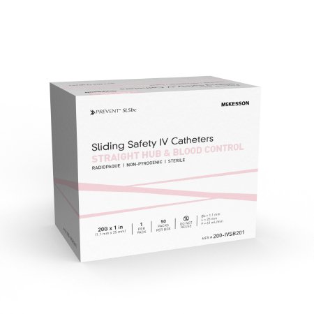 Image of Prevent SLS Sliding Safety IV Catheter SLS 20G x 1" Polyurethane Straight Hub Blood Control