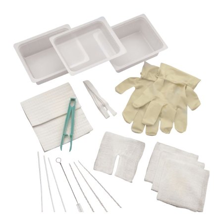 Image of CareFusion Complete Tracheostomy Cleaning Tray with 2 Vinyl Latex Gloves, Sterile