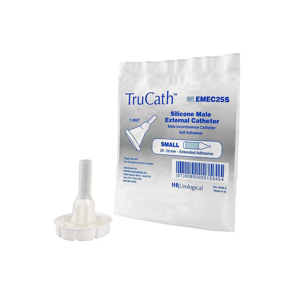 Image of TruCath Male External Catheter, Extended Adhesive, 100% silicone, Small, 25mm