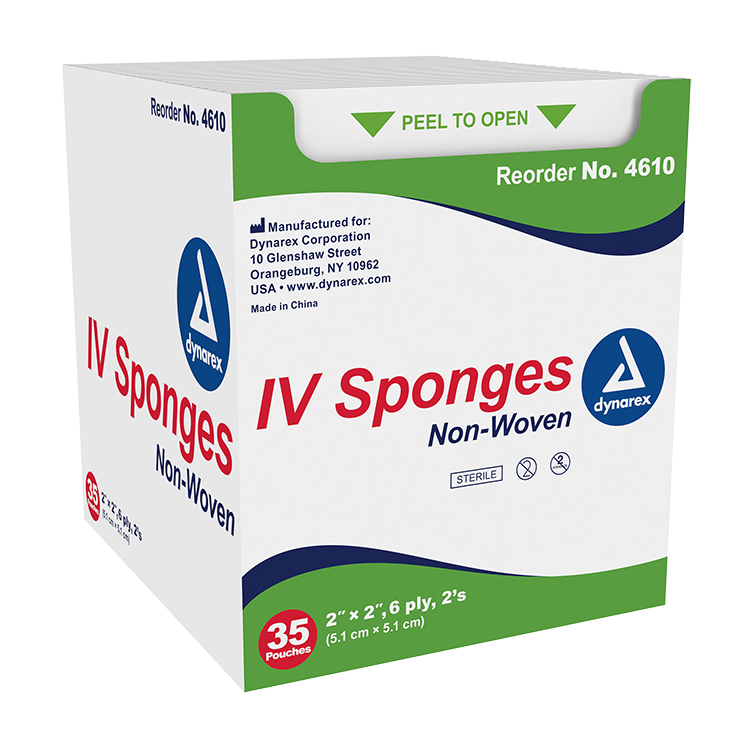 Non-Woven IV Sponge Sterile 2's, 2" x 2", 6-Ply