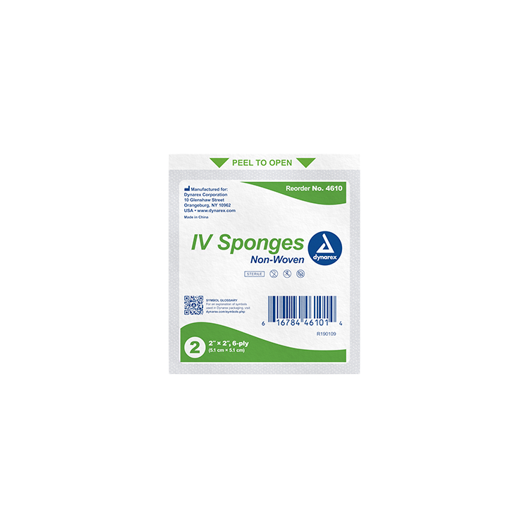 Non-Woven IV Sponge Sterile 2's, 2" x 2", 6-Ply