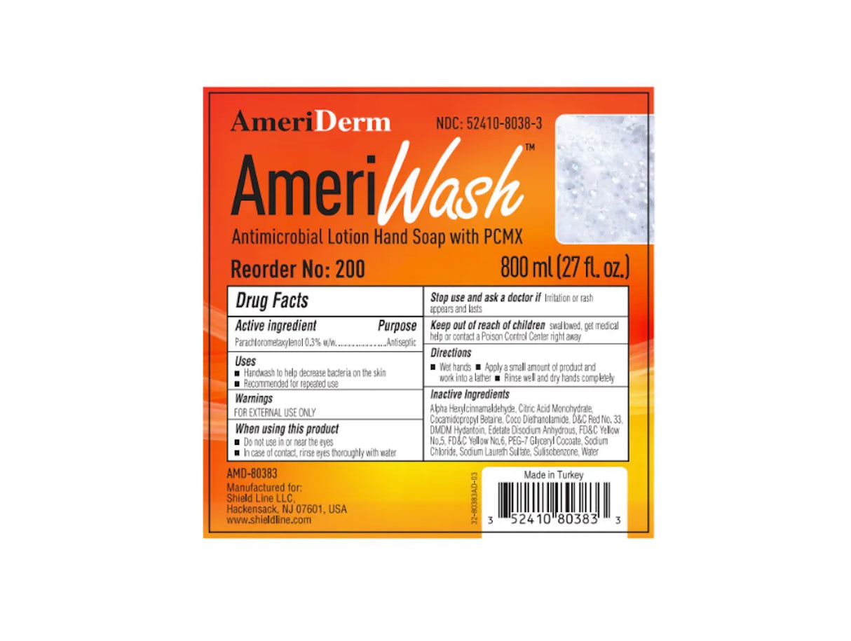 AmeriWash Antimicrobial Lotion Soap with Triclosan, 800 mL Dispenser Refill
