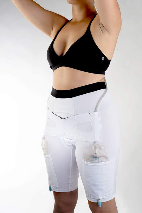 Image of CathWear medical underwear with urinary leg bag/drainage bag holder, White, X-Large