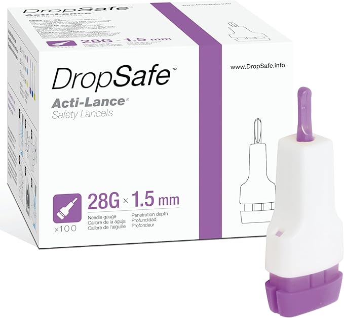 Image of DropSafe Acti-Lance Lite 28G x 1.5 mm Safety Lancet – Push Button Activation