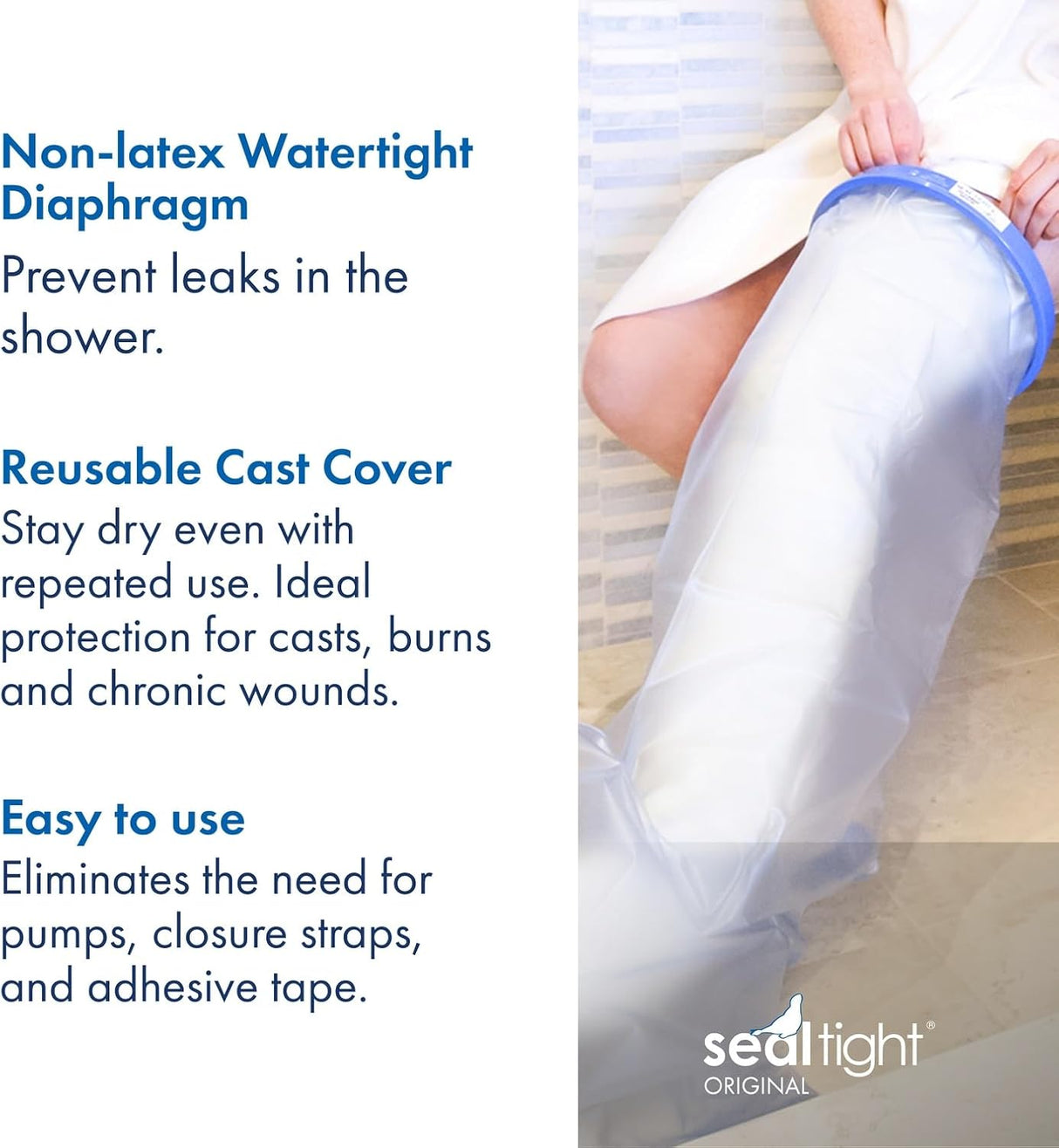 Image of Seal-Tight® Original Waterproof Adult Leg Cast Cover – Long Leg