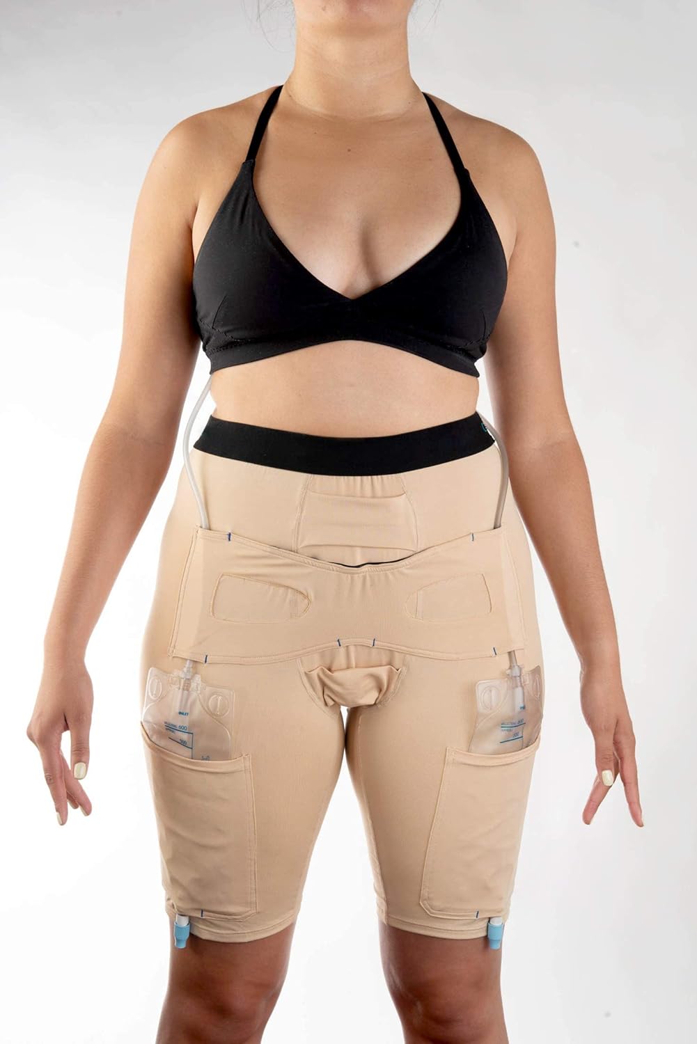 Image of CathWear medical underwear with urinary leg bag/drainage bag holder, Nude, X-Large