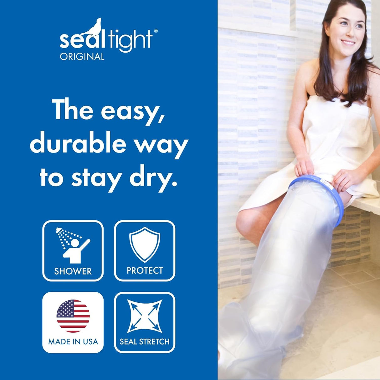 Image of Seal-Tight® Original Waterproof Adult Leg Cast Cover – Long Leg