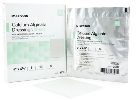 Image of McKesson Calcium Alginate Dressings With Antimicrobial Silver 4" x 4-3/4" Sheet