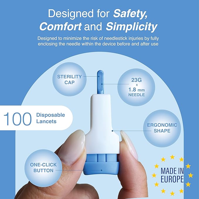 Image of DropSafe Acti-Lance Universal 23G x 1.8 mm Safety Lancet – Push Button Activation