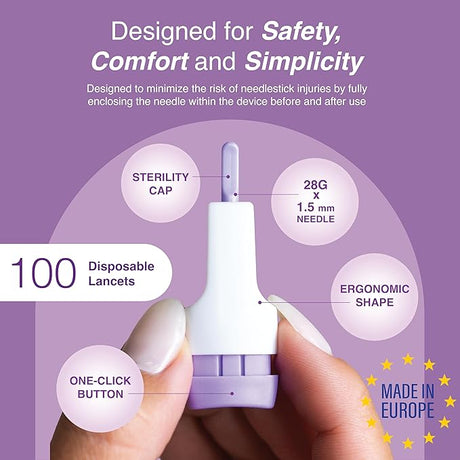 Image of DropSafe Acti-Lance Lite 28G x 1.5 mm Safety Lancet – Push Button Activation