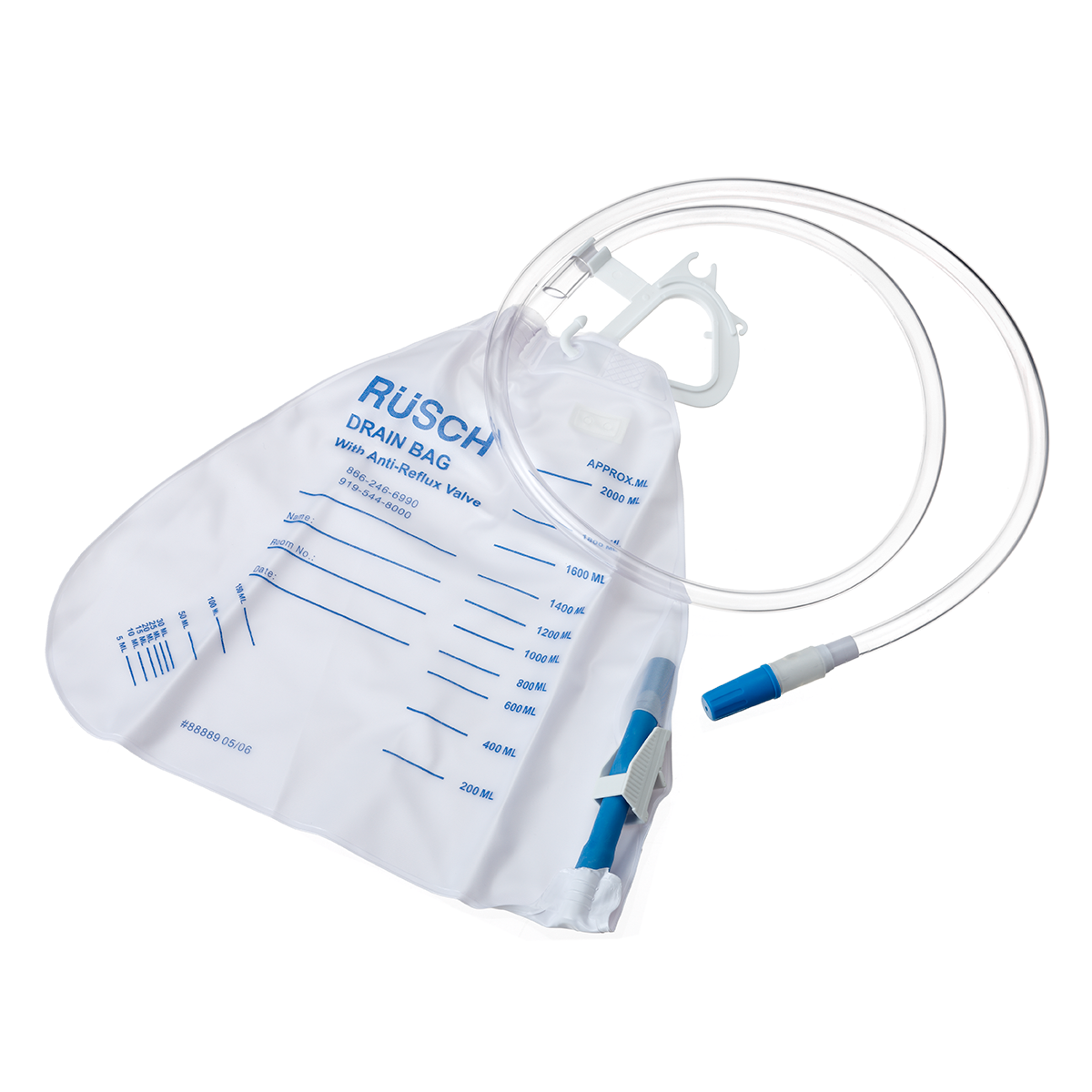 Image of Rusch Economy Urinary Drainage Bag with Anti-Reflux Valve, 2000 mL, Sterile