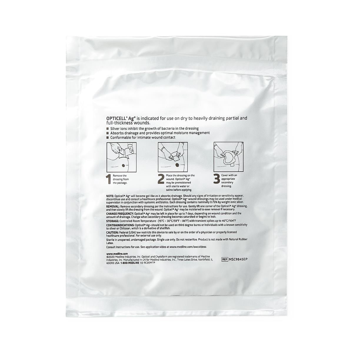 Image of Opticell® Ag+ Silver Antibacterial Gelling Fiber Wound Dressing, 4" x 5"