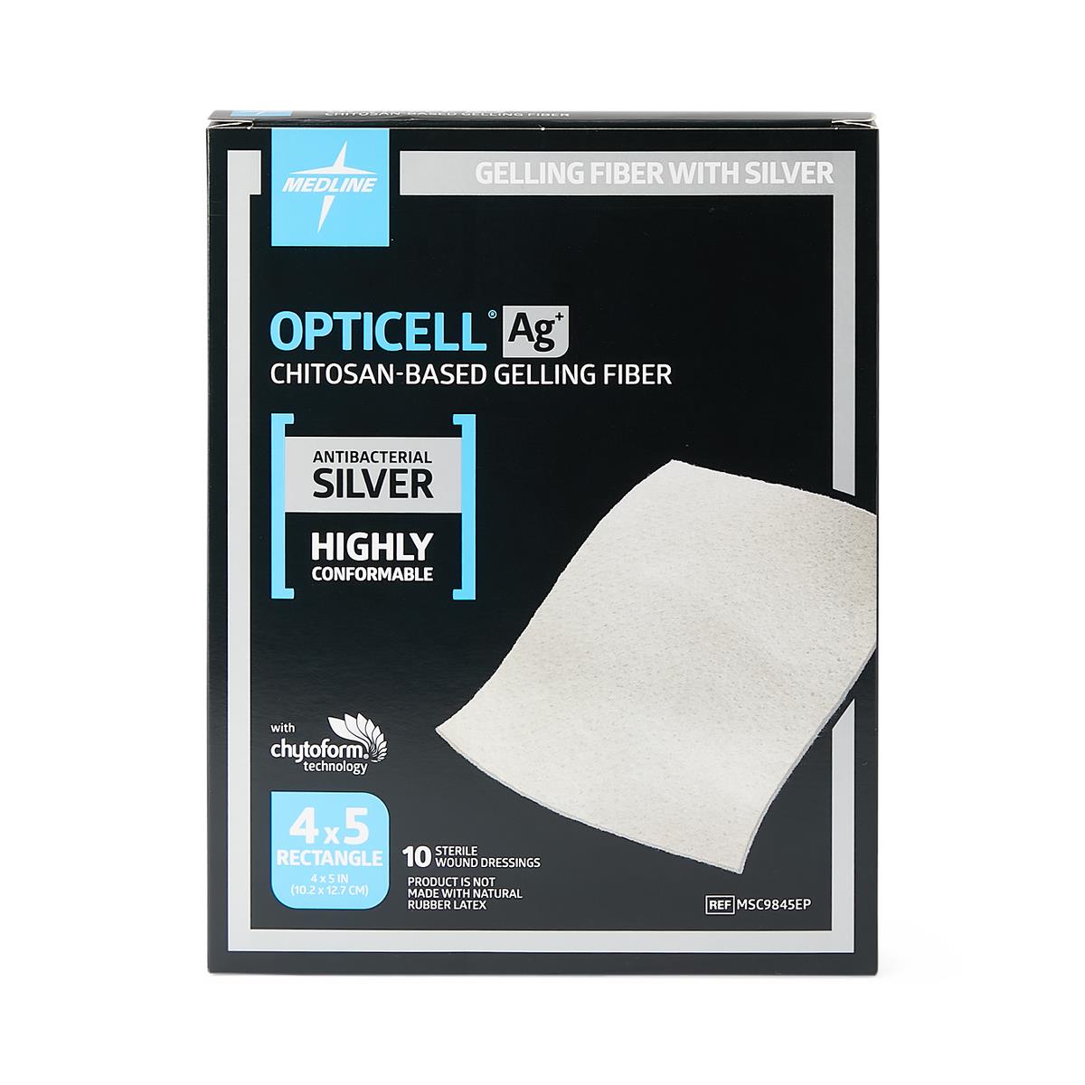 Image of Opticell® Ag+ Silver Antibacterial Gelling Fiber Wound Dressing, 4" x 5"