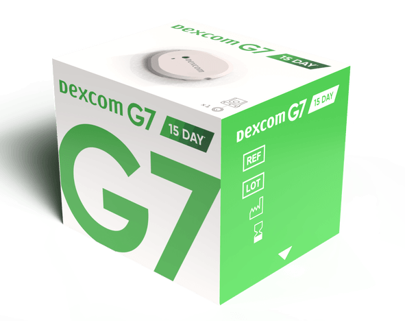 Dexcom G7 15-day continuous glucose monitoring sensor single unit.