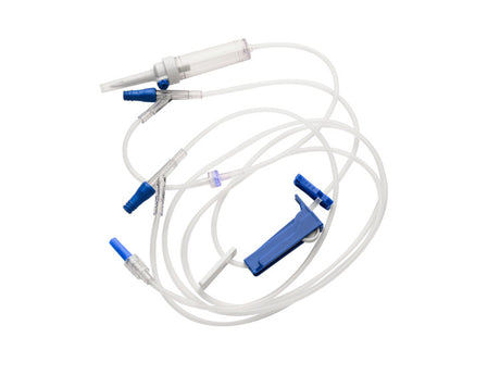 Image of IV Pump Set 2 Ports 10 Drops / mL Drip Rate Without Filter 97 Inch Tubing Solution Without Flow Regulator