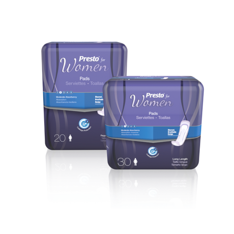 Image of Presto® Incontinence Pads for Women Moderate Absorbency