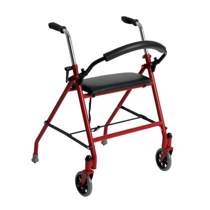 Image of 2 Wheel Walker With Seat, Red, 300 lb Capacity