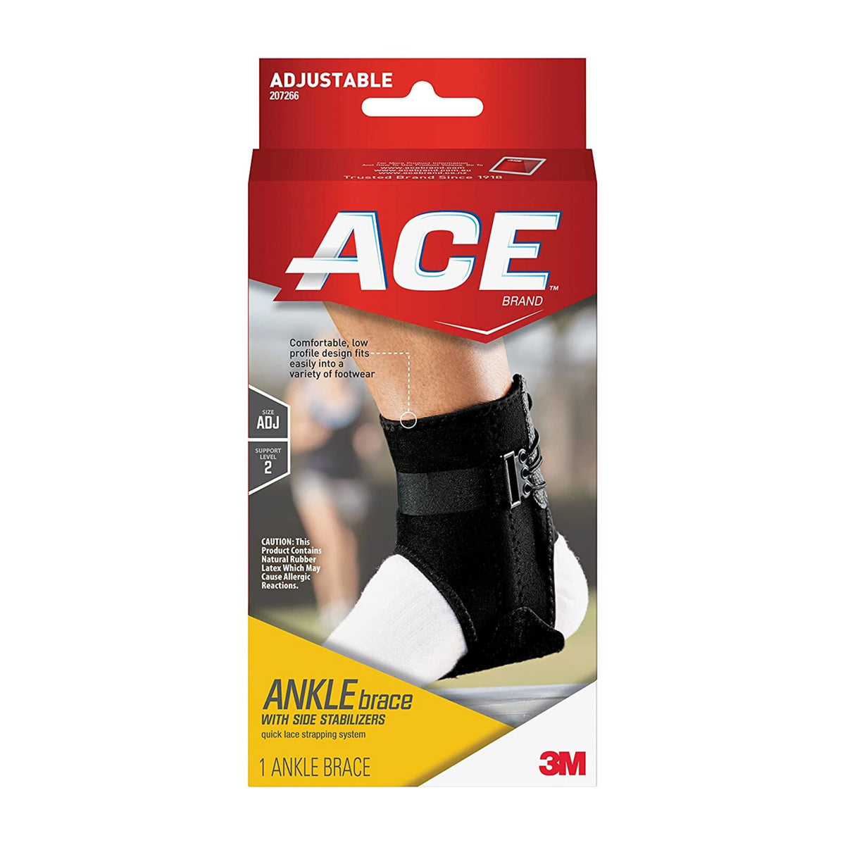 3M Ace® Ankle Brace with Side Stabilizers One Size Fits All, Black Save Rite Medical