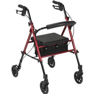 Image of 4-Wheel Rollator Red, 6" Casters, Aluminum