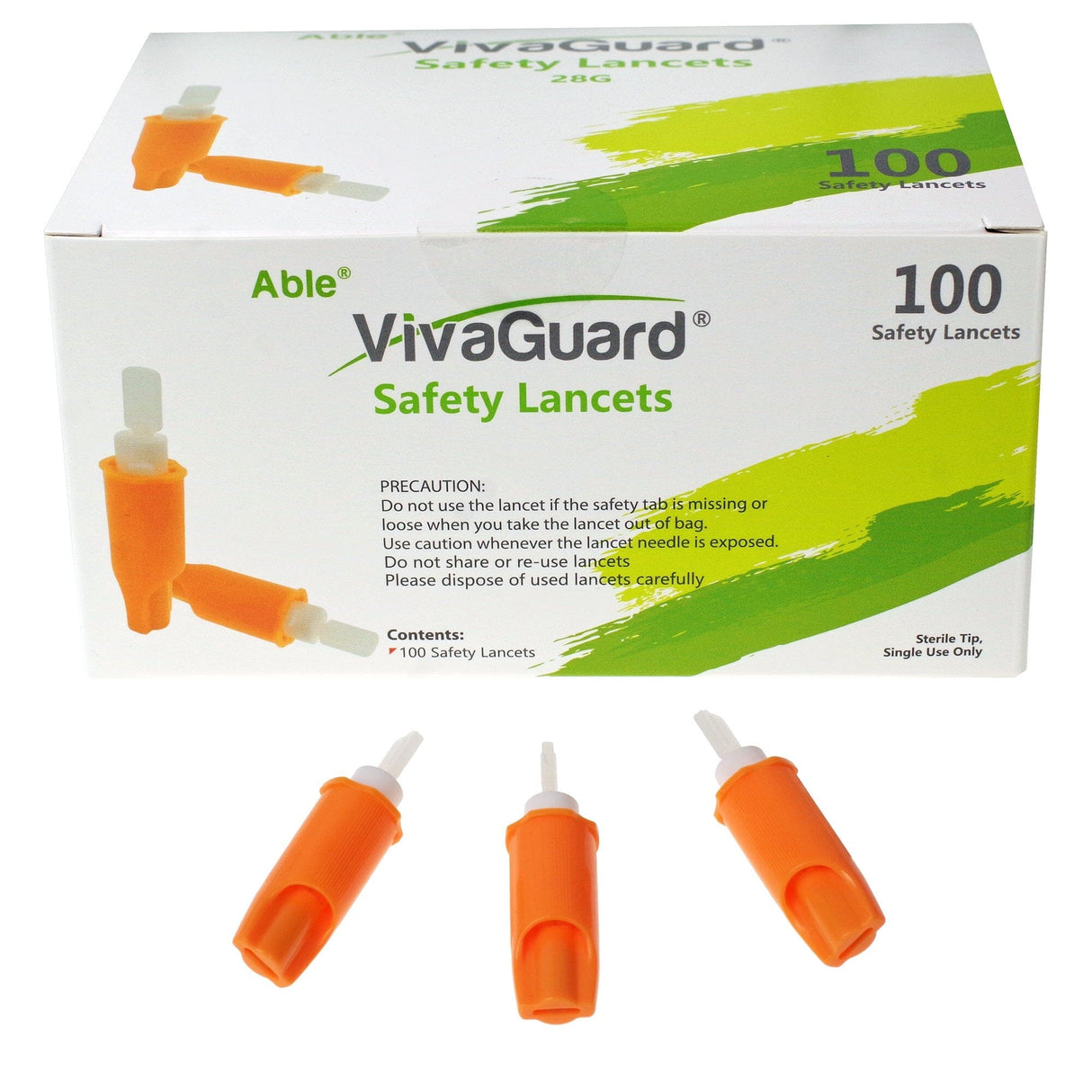 Image of Able® VivaGuard® Safety Lancets, 28G, (100 count)