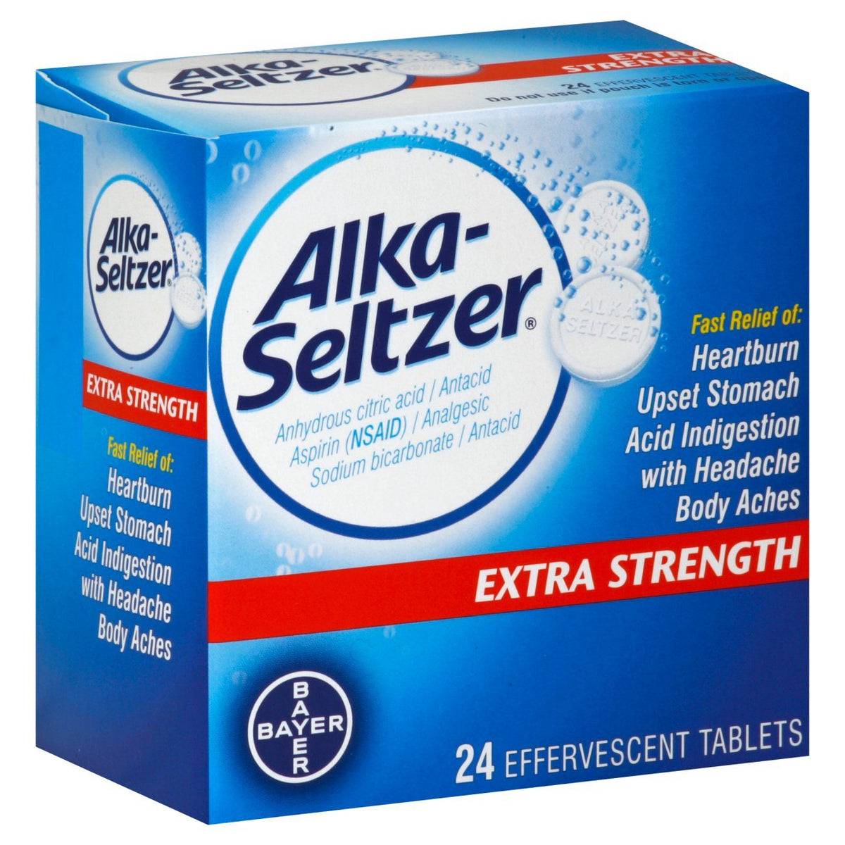 AlkaSeltzer Extra Strength Effervescent, 24 Count Save Rite Medical