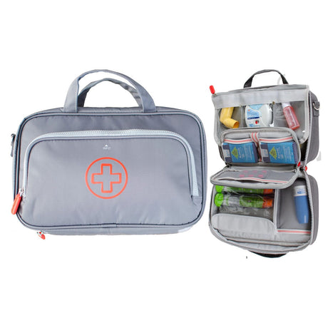 Image of Allermate Parker Deluxe Travel Medicine Bag, Large, 10.5" x 6.5" x 3.5" Gray
