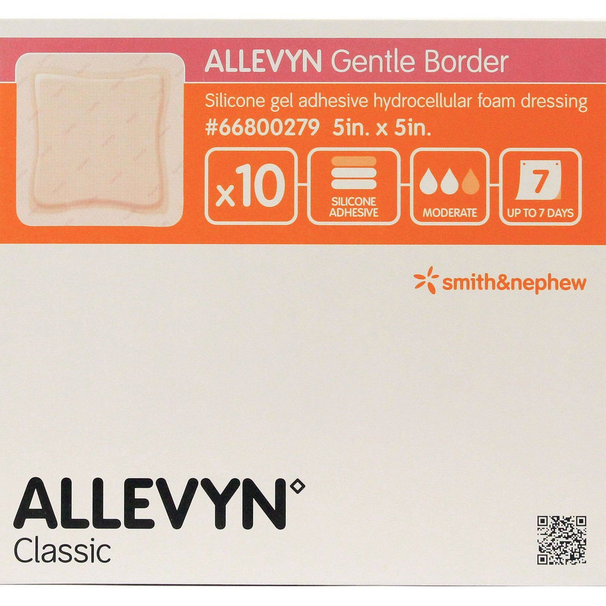Smith & Nephew Allevyn Adhesive Gentle Border Foam Dressing - Border, 5 inch x 5 inch, Box of 10
