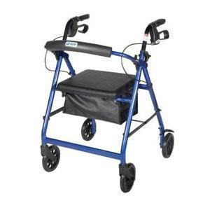 Image of Aluminum Rollator with Fold Up and Removable Back Support and Padded Seat, Red