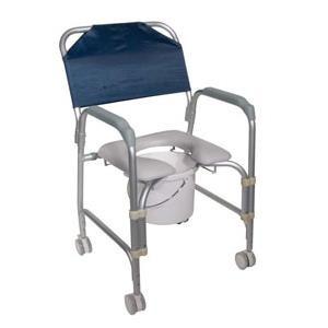 Image of Aluminum Shower Chair and Commode with Casters