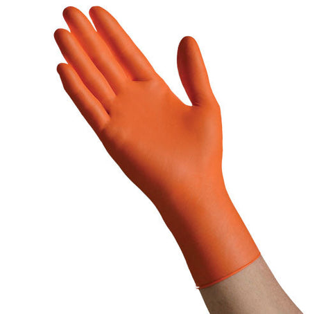 Image of Ambitex High Visibility Nitrile Powder Free Gloves, Orange