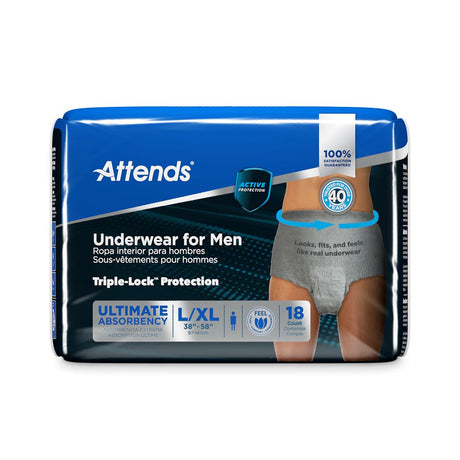 Image of Attends Discreet Men's Underwear With DermaDry Technology