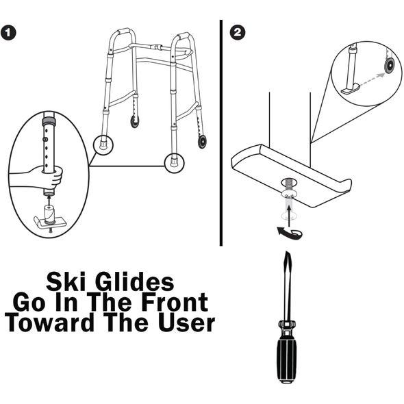 Image of Carex Walker Ski Glides, Fits 1 1/8" Walker Tubing (1 Pair)