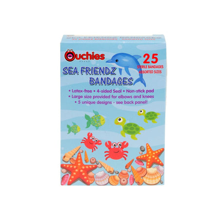Image of Cosrich Ouchies Sea Friendz Adhesive Bandage, for Kids, 25 Count