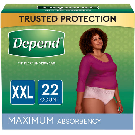 Image of Depend Max Absorbancy Undewear, Female, Blush, 2X-Large, 22 ct
