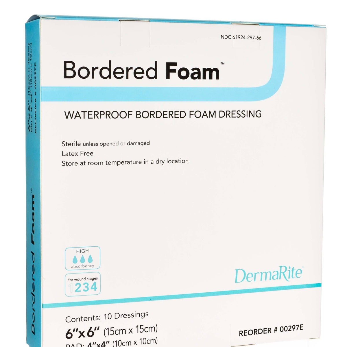 Dermarite Bordered Foam Waterproof Wound Dressing, 6" x 6" Save Rite Medical Dermarite Bordered Foam Waterproof Wound Dressing, 6" x 6" Save Rite Medical