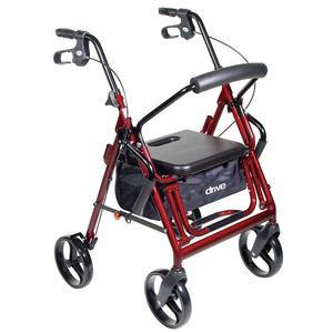 Image of Duet Rollator/Transport Chair Burgundy, 26" x 25-1/2" x 37" , 8" Casters