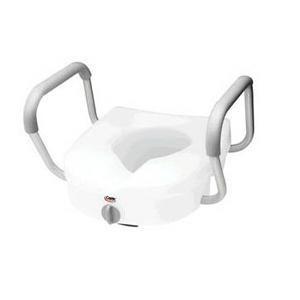 Image of E-Z Lock Raised Toilet Seat with Armrests 5"
