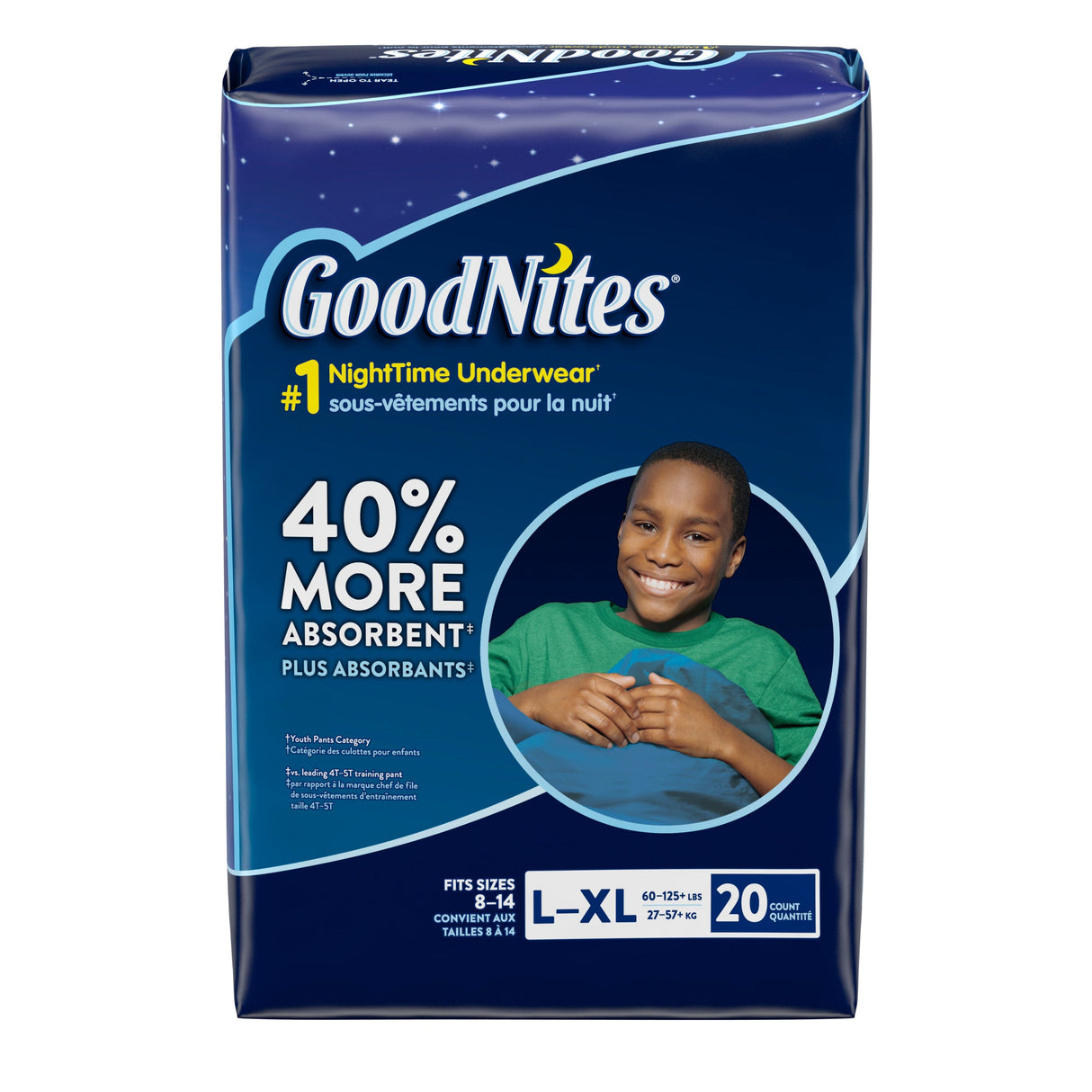 Image of GoodNites Bedtime Bedwetting Underwear for Boys, L-XL, 20 Ct. (Packaging May Vary) - MANUFACTURER DISCONTINUED
