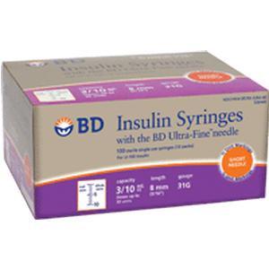 Image of Insulin Syringe with Ultra-Fine II Needle 31G x 5/16", 3/10 mL (100 count)