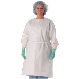 Image of Isolation Gown, Poly-Coated with Cuff, Impervious, Full Back Style, Universal, White