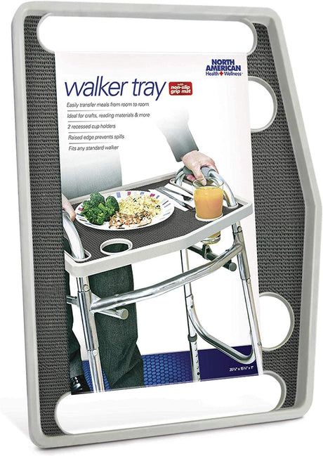 Image of Jobar® Walker Tray with Grip Mat, 20.75" x 15.75" x 1" Gray