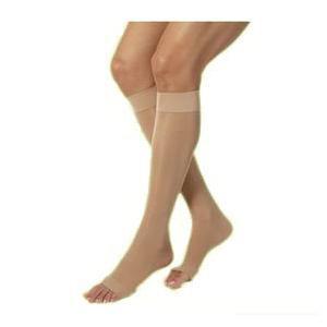 Image of Juzo Dynamic Knee High 40-50mmHg with Silicone Border, Open Toe, Short, Size 3, Beige