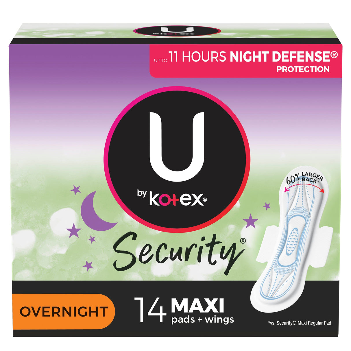 Image of Kimberly Clark U by Kotex® Super Premium Sanitary Pad, with Overnight Wing, Maximum Absorbency