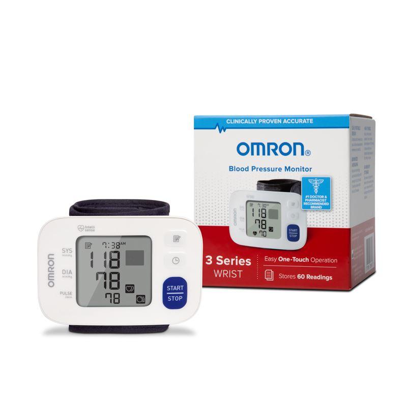 Image of Omron 3 Series® Wireless Wrist Blood Pressure Monitor, 3.7'' x 0.8'' x 2.4''