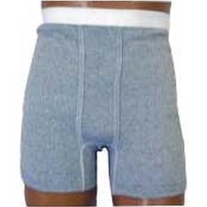Image of OPTIONS Men's Boxer Brief with Built-In Barrier/Support, Gray, Dual Stoma, Medium 36-38