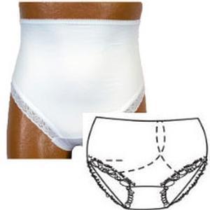 Image of OPTIONS Split-Cotton Crotch with Built-In Barrier/Support, White, Left-Side Stoma, Large 8-9, Hips 41" - 45"