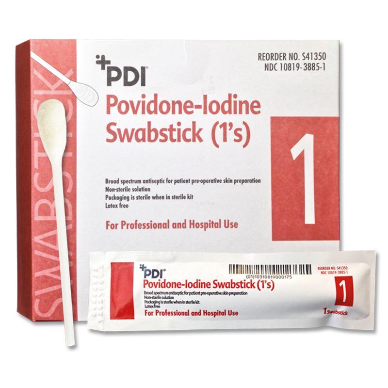 Image of PDI 10% USP Povidone Iodine Prep Solution Swabsticks 4" L