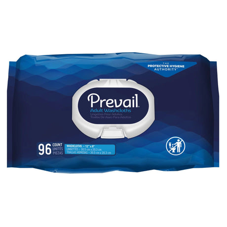 Image of Prevail Soft Pack Washcloth 12" x 8" With Press-Open Lid 96 Count