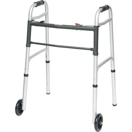 Image of ProBasics Aluminum Two-Button Release Folding Walker With Wheels