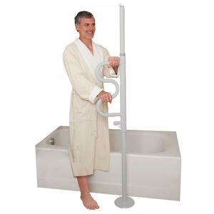 Image of Security Pole and Curve Grab Bar, White